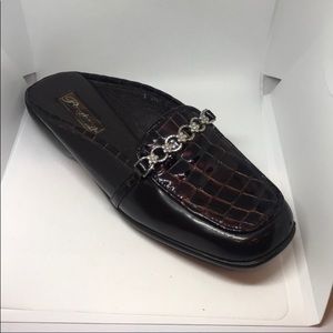 Brighton Jasper Leather crocodile slides NWOT
